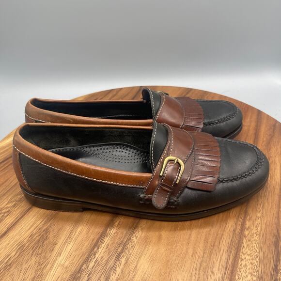 Cole Haan Loafers Mens Size 9.5 M Two Tone Black Tan "kilt" Monk Strap Casual - Picture 1 of 8
